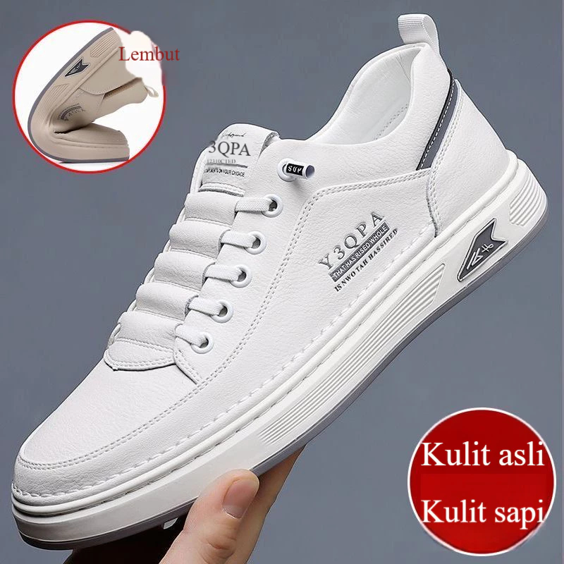 sepatu kets sepatu trendi sepatu kets Sepatu Putih Bernapas Pria Trendi Serbaguna Bersol Tebal Sepat