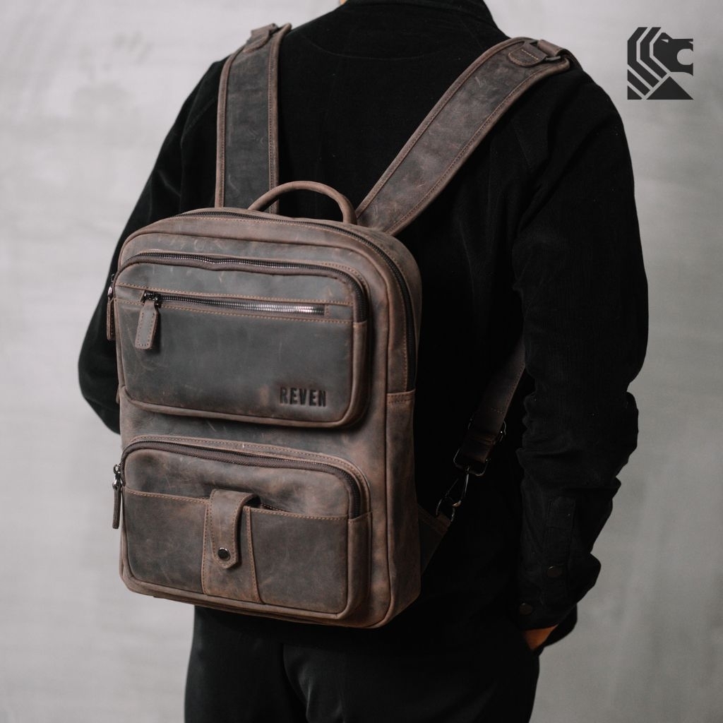 Tas Ransel Laptop Pria Kulit Sapi Asli Premium Original 100% Branded Multifungsi Kerja Kantor Kuliah