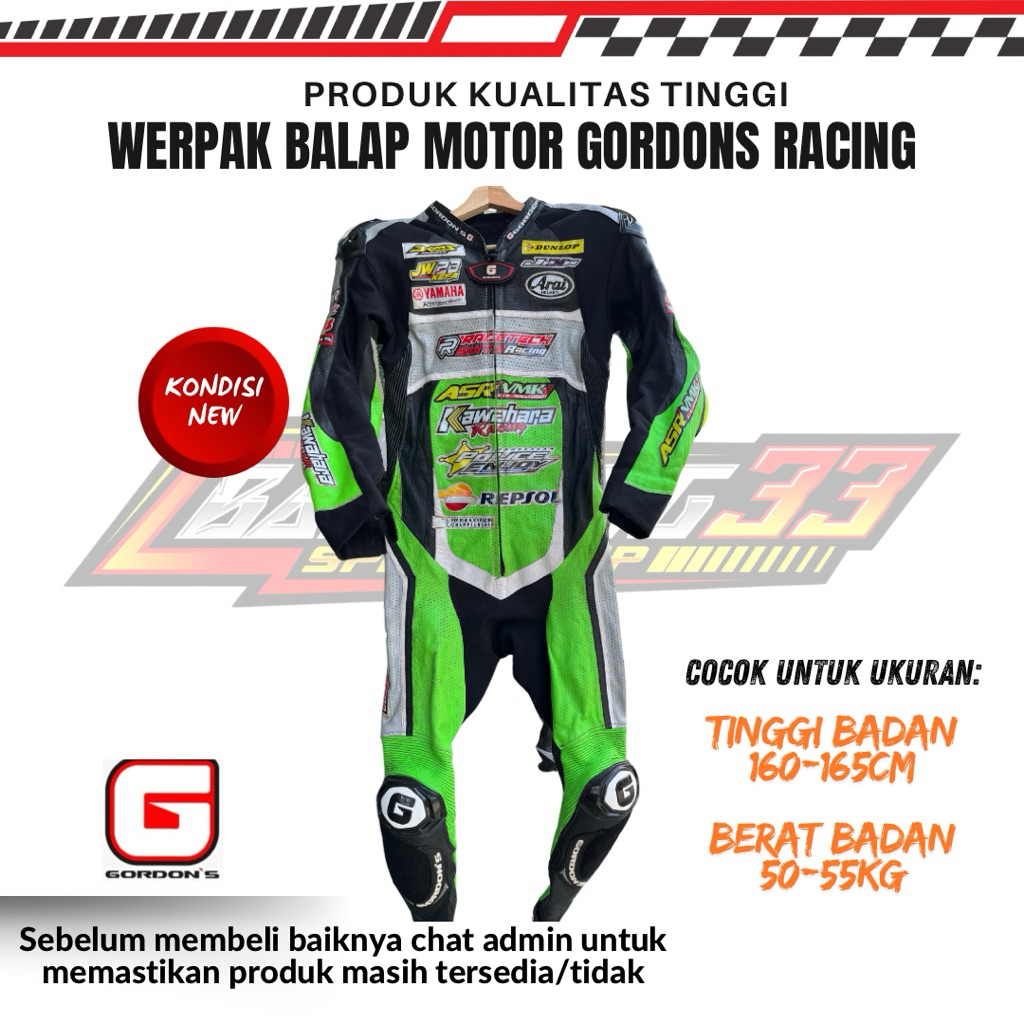 Werpak Balap Motor Road Race Gordons Full kulit
