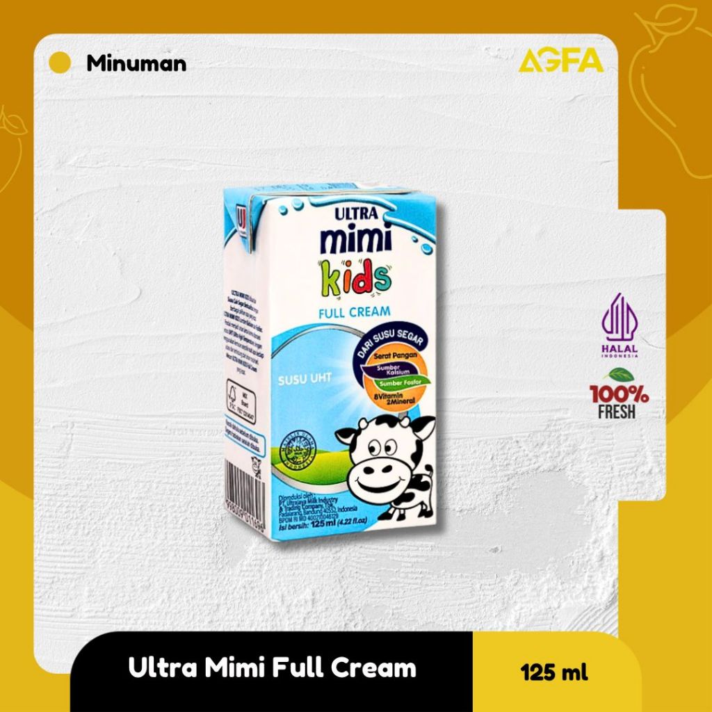 

SUSU UHT ULTRA MIMI KIDS 125 ML / ULTRA MILK VANILA STROBERI COKLAT FULL CREAM
