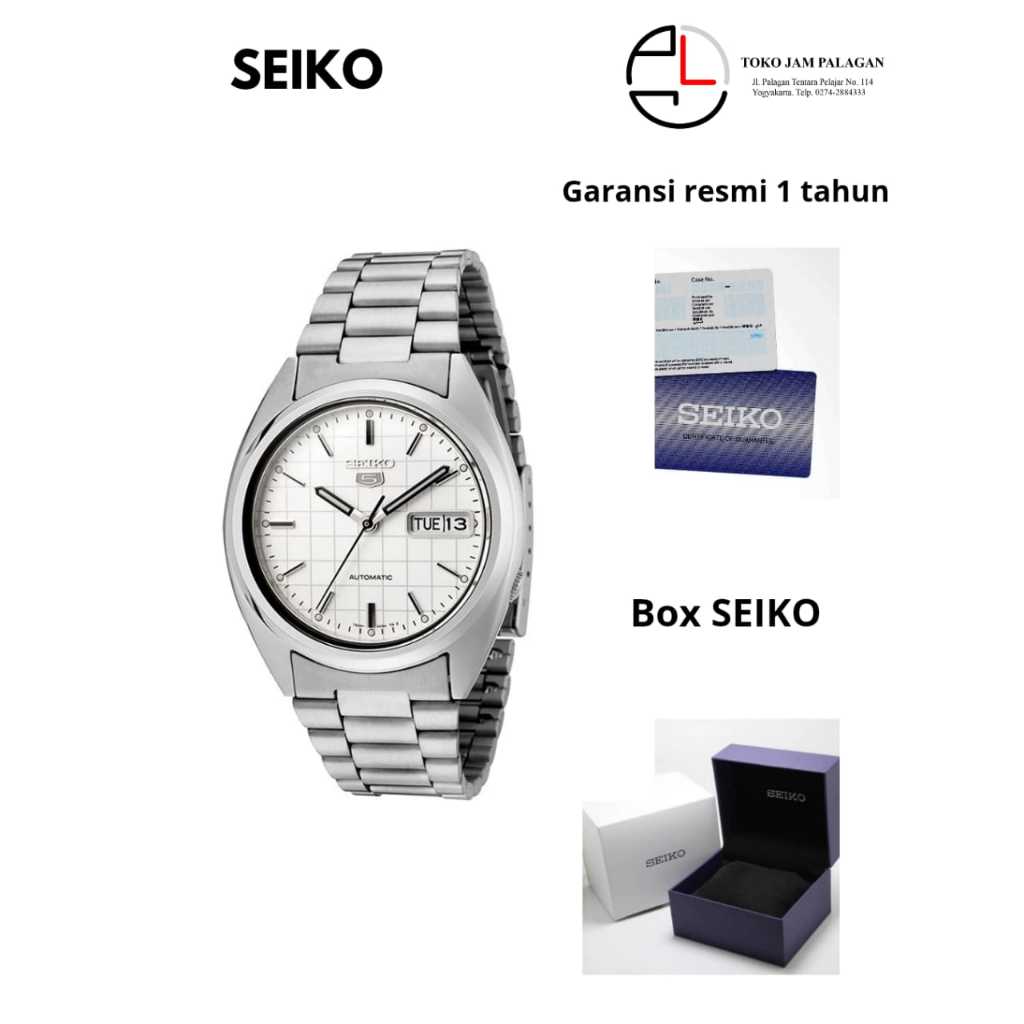 Seiko 5 Pria Sports SNXF05K1 Automatic White Dial Stainless Steel Strap