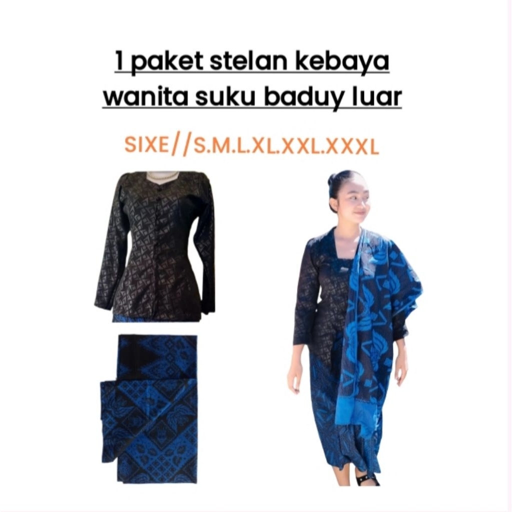 Kebaya Baduy 1 Set Stelan Khas Wanita Suku Baduy Luar