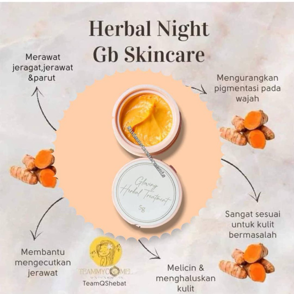 glowing herbal night  cream dari gb skincare