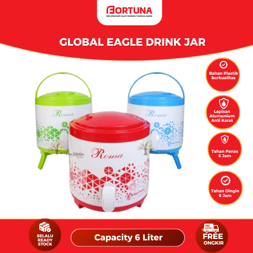 DRINK JAR ROMA GLOBAL EAGLE /TERMOS AIR PANAS DINGIN 6LT
