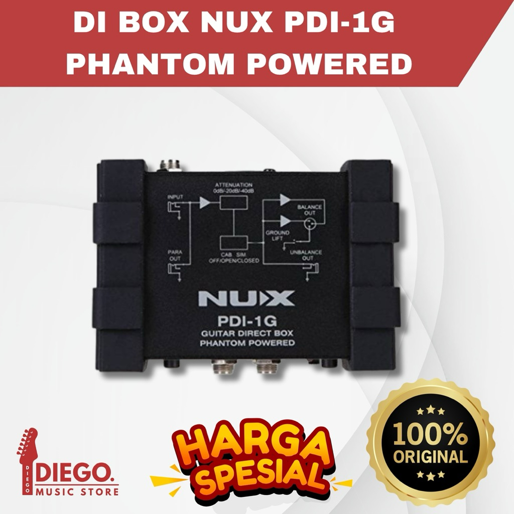 GUITAR DI BOX NUX PDI-1G PHANTOM POWERED