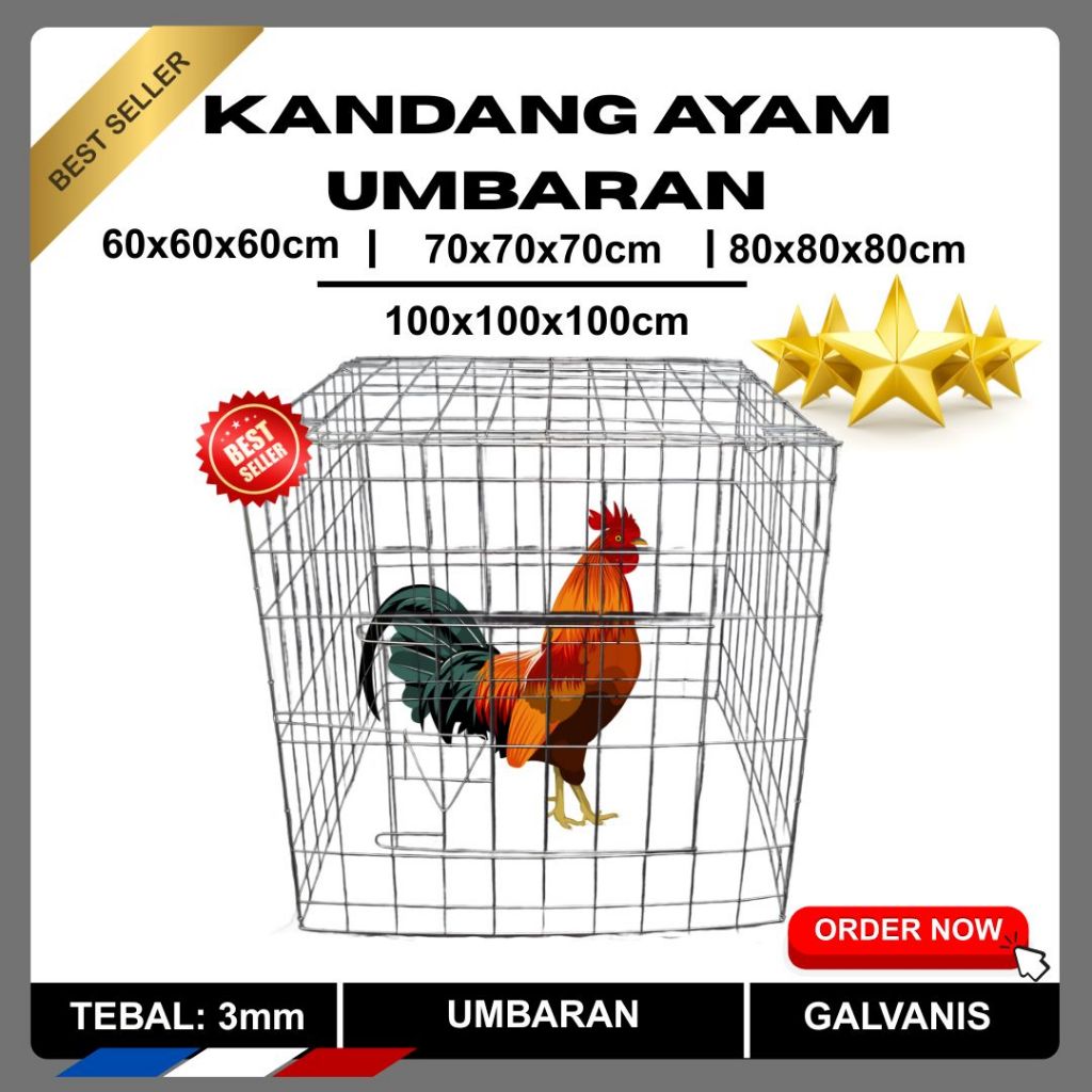 Kandang Umbaran Ayam Galvanis – Variasi Ukuran | Anti Karat & Kokoh