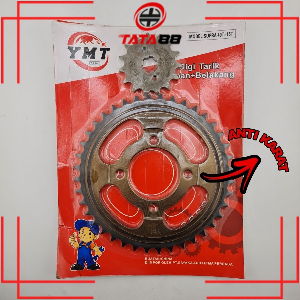 GEAR DEPAN BELAKANG SUPRA 40T-15T YAMAMOTO - Gear Press Gir Set Depan Belakang Supra x Lama 15T - 40
