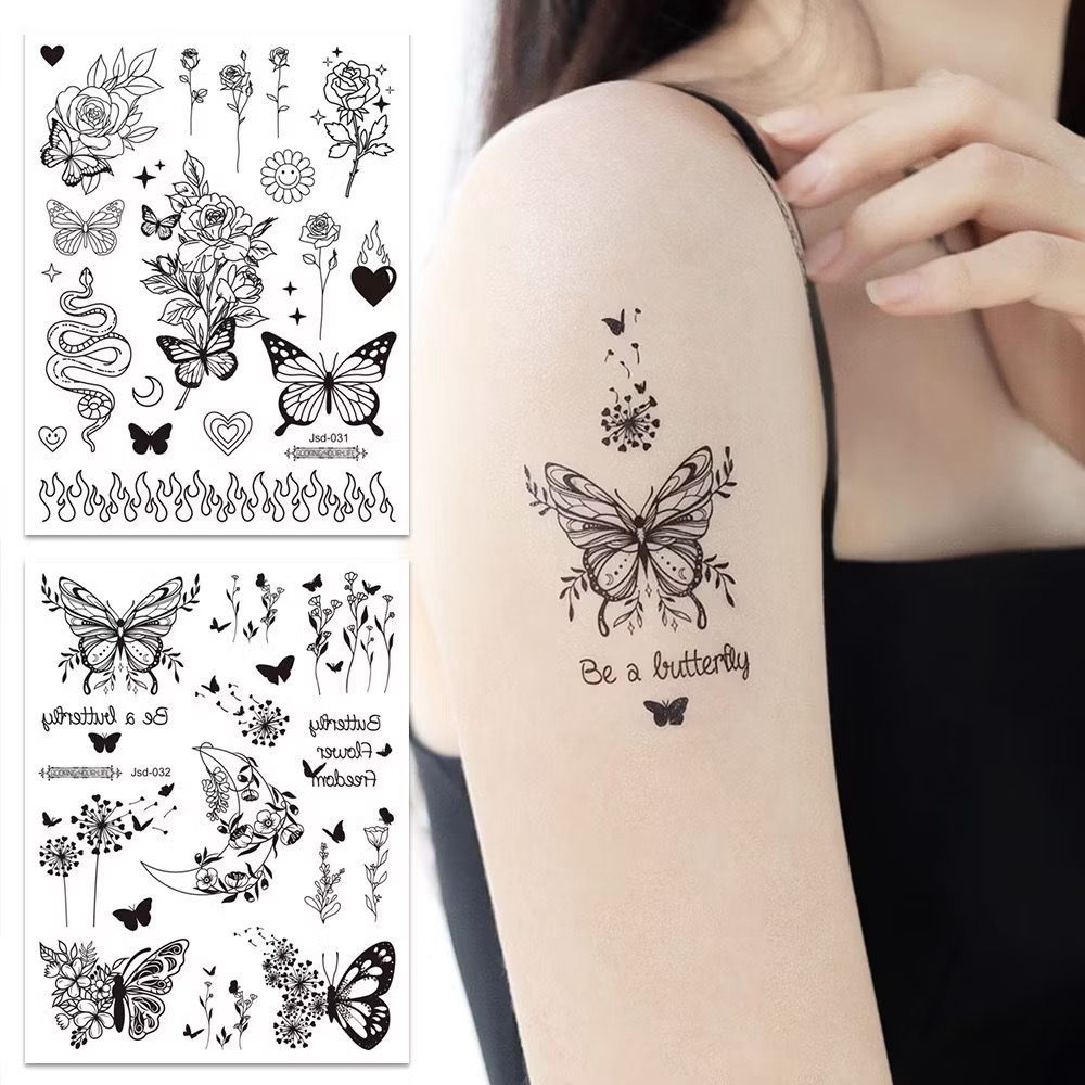 temporary tatto butterfly tato badan sementara kupu bunga tato temporer