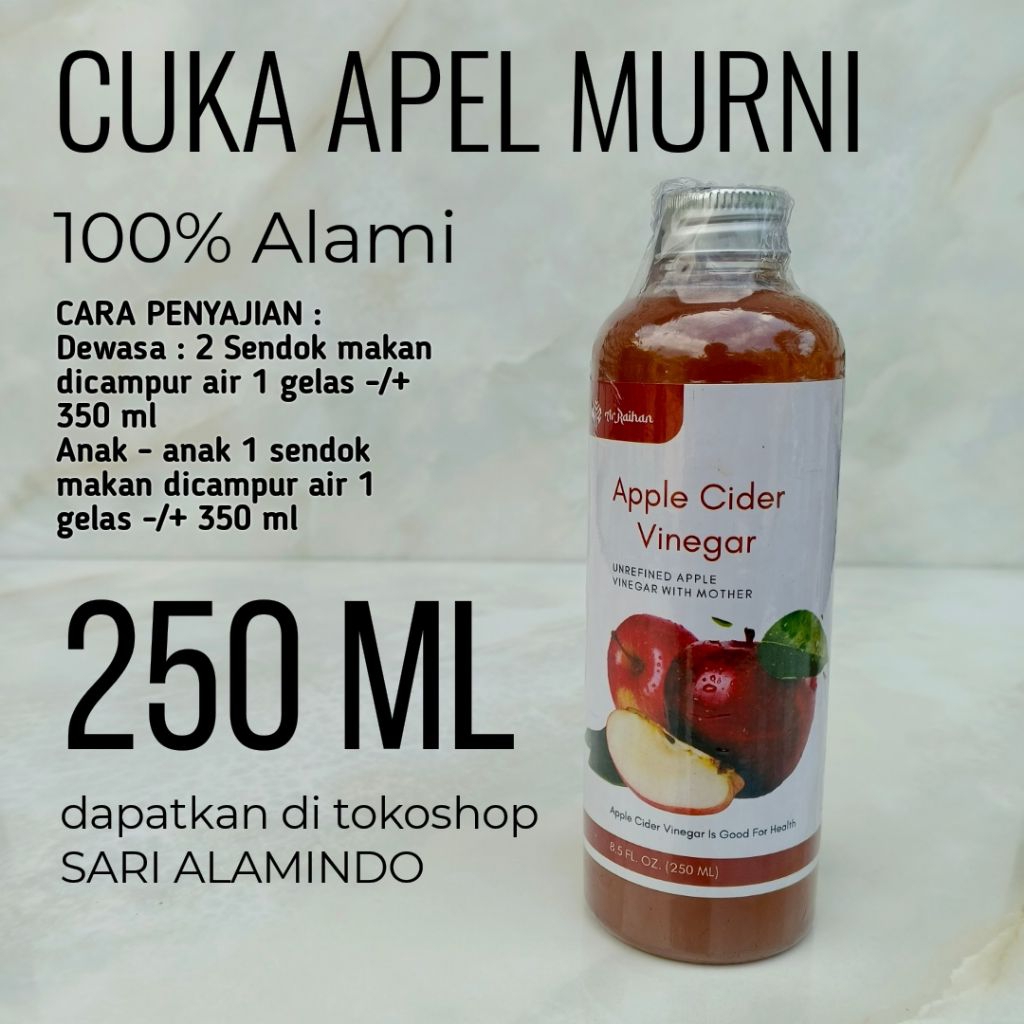

CUKA APEL 250 ML, ASLI & MURNI, Produk Bersegel Ganda, Sangat cocok dikonsumsi
