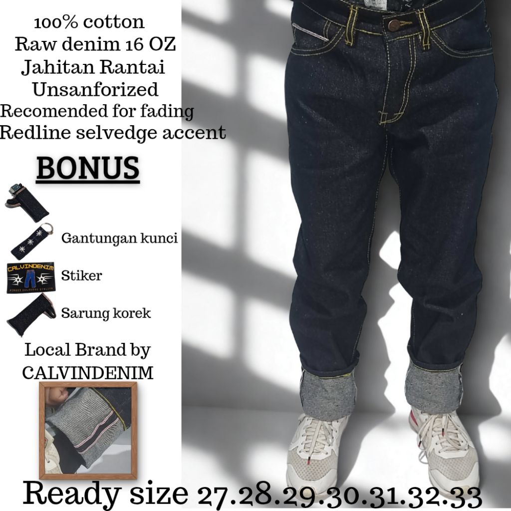 POI Celana Jeans Denim Selvedge salvage 16 oz