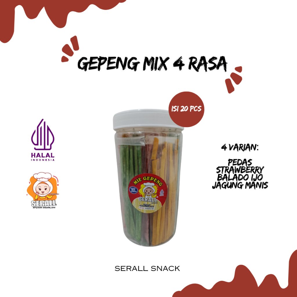 

Serall Snack Mie Gepeng Mix 4 Rasa - 20 pcs
