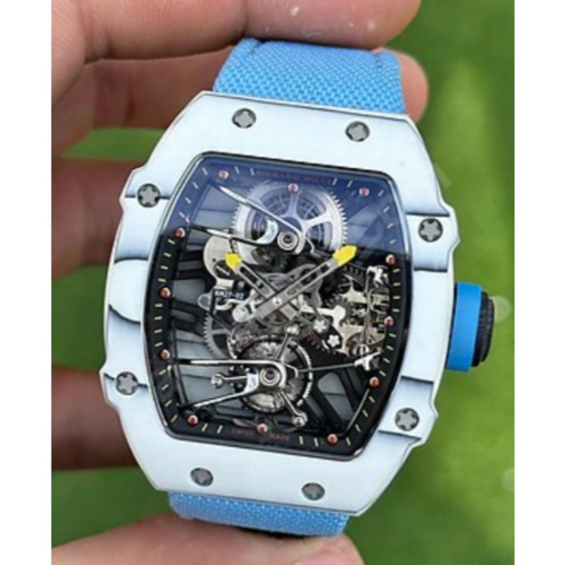 JAM TANGAN RM 27-02 CARBON CASE ALL VARIAN STRAP BLUE ORANGE DAN RED SWISS RM27-02 TOURBILLON
