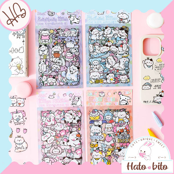 

1 set isi 6 lembar scout kitten team sticker cute deco stiker kucing lucu HB1973