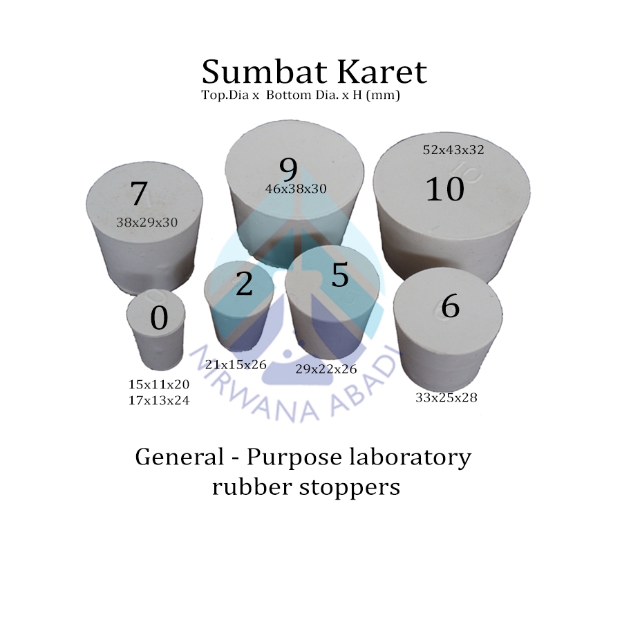 Sumbat Karet  Putih, Sumbat Labu, Sumbat Tabung Reaksi No.8-14