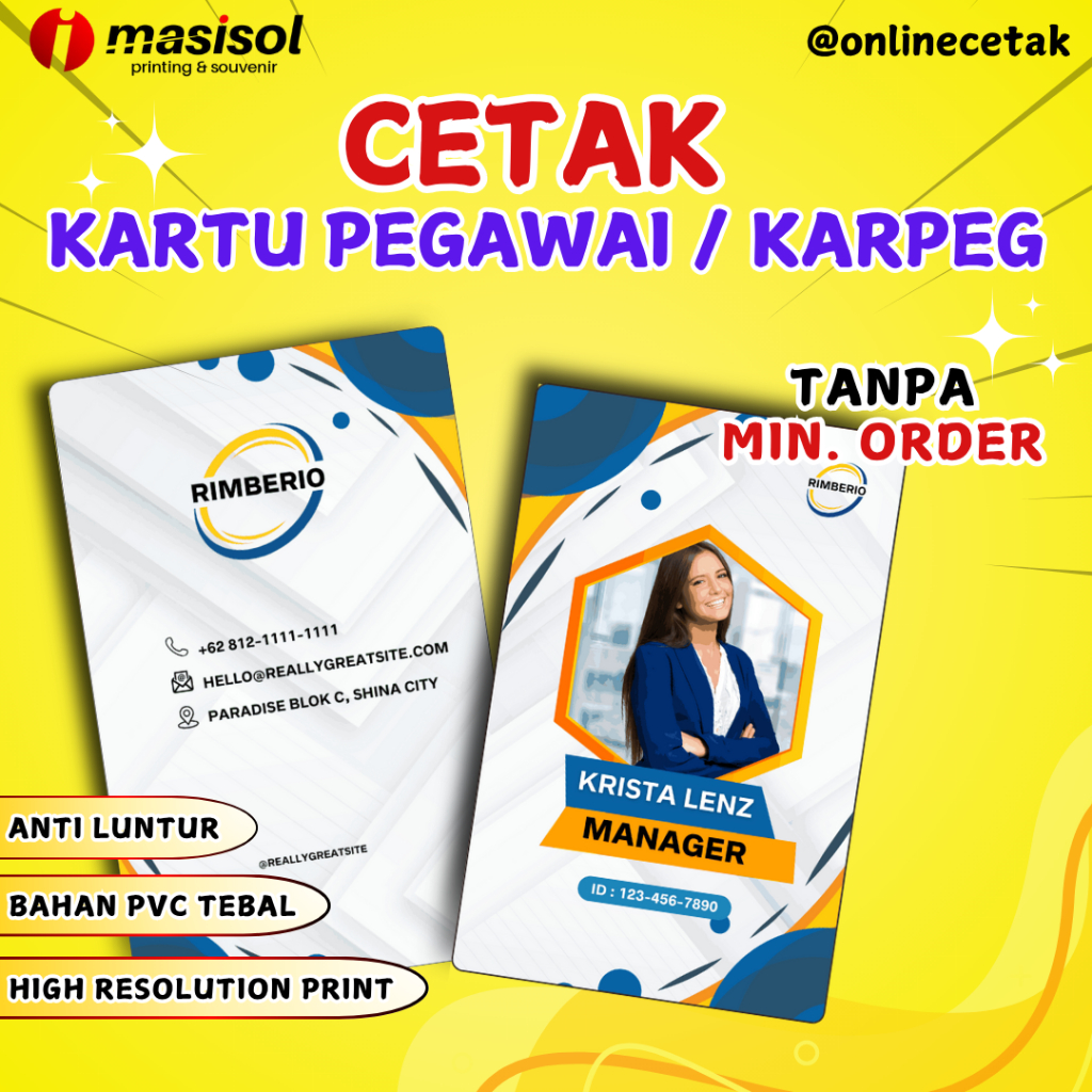 

ID Card / Kartu Pegawai / Karyawan Bahan PVC Tebal / Anti Luntur