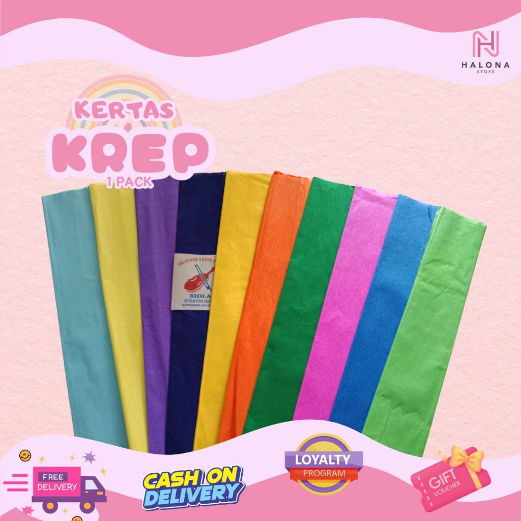 

Kertas Krep 25 Lembar – Warna Pilihan – Dekorasi / DIY / Craft / Hiasan
