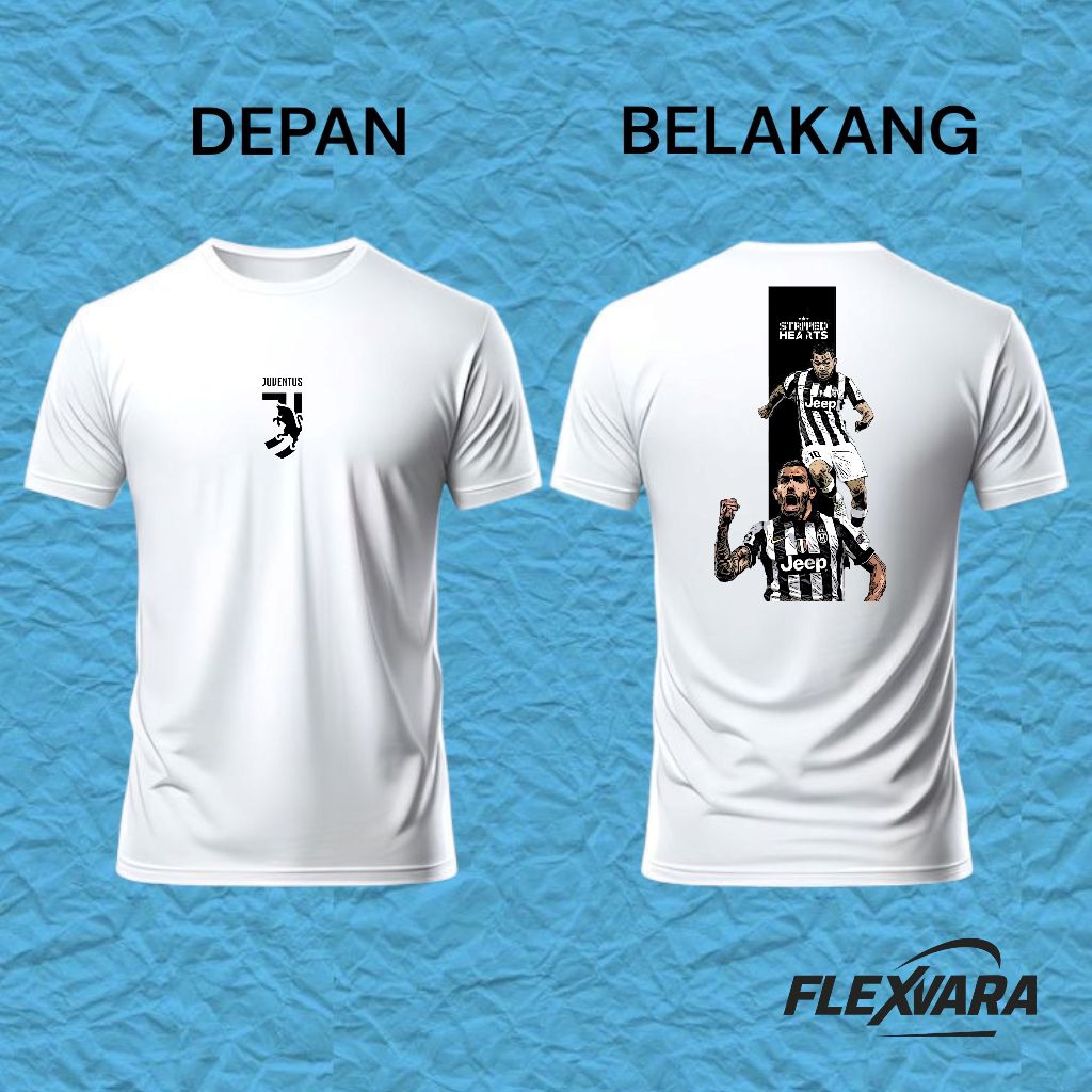 baju kaos desain juventus CARLOS TEVEZ DEPAN BELAKANG / kaos sablon DTF premium keren anti pudar