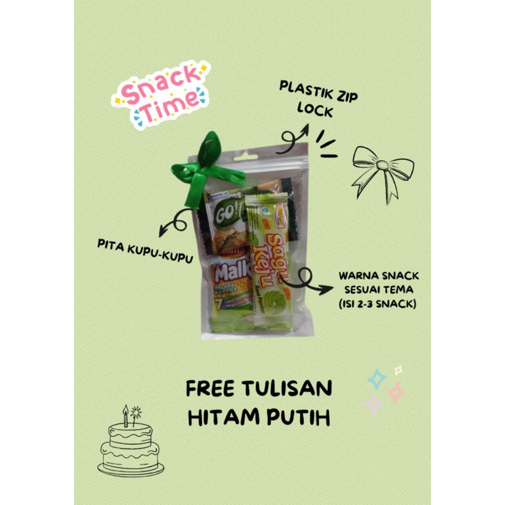 

MINI GIFT MURAH BERKUALITAS//FREE UCAPAN//TEMA HIJAU//BINGKISAN ANAK//SNACK MINI