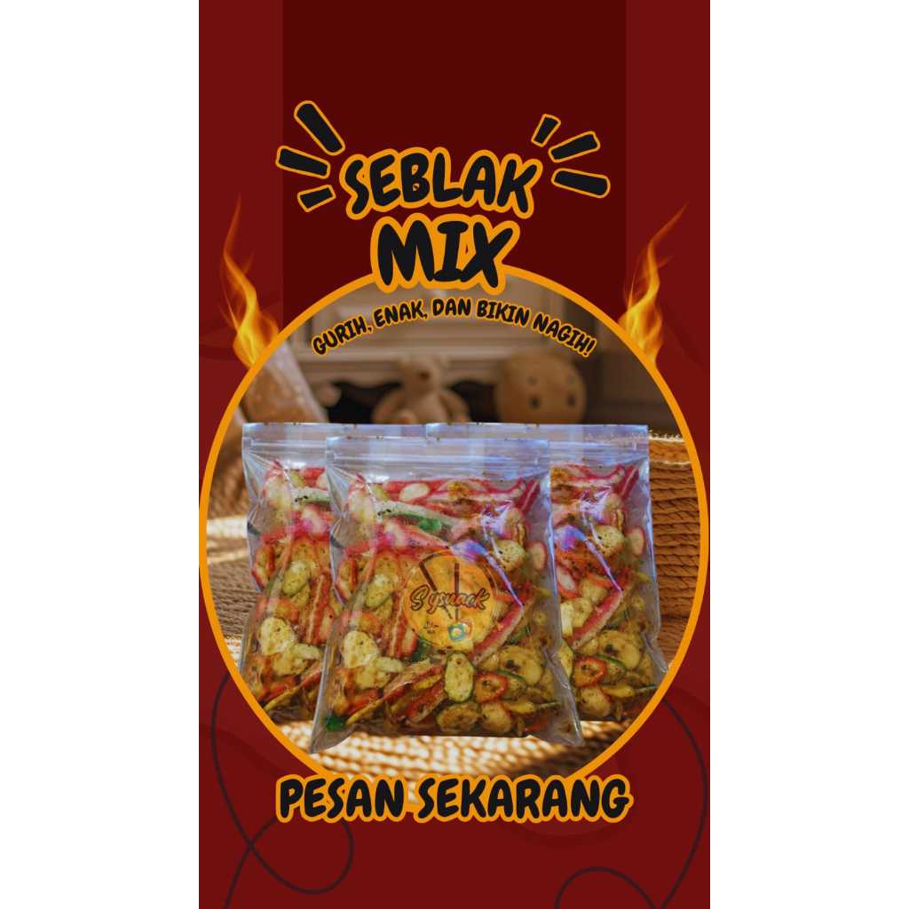 

KERUPUK SEBLAK MIX/CAMPUR PEDAS DAUN JERUK 150 GRAM
