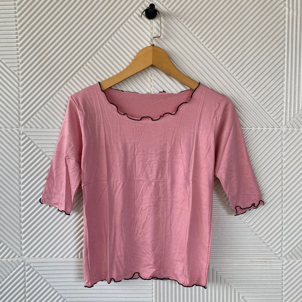 atasan kaos polos neci lengan 3/4 wanita/kaos wanita/atasan/kaos 3/4/atasan polos/kaos crop/atasan t