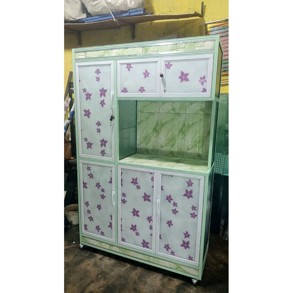 lemari dapur piring rak piring 3 pintu aluminium
