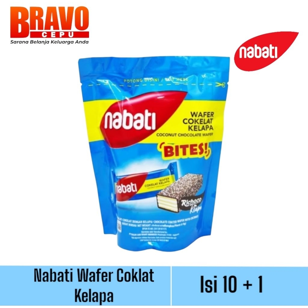

Nabati Bites Wafer Cokelat Kelapa 66 gr isi 10 + 1 packs