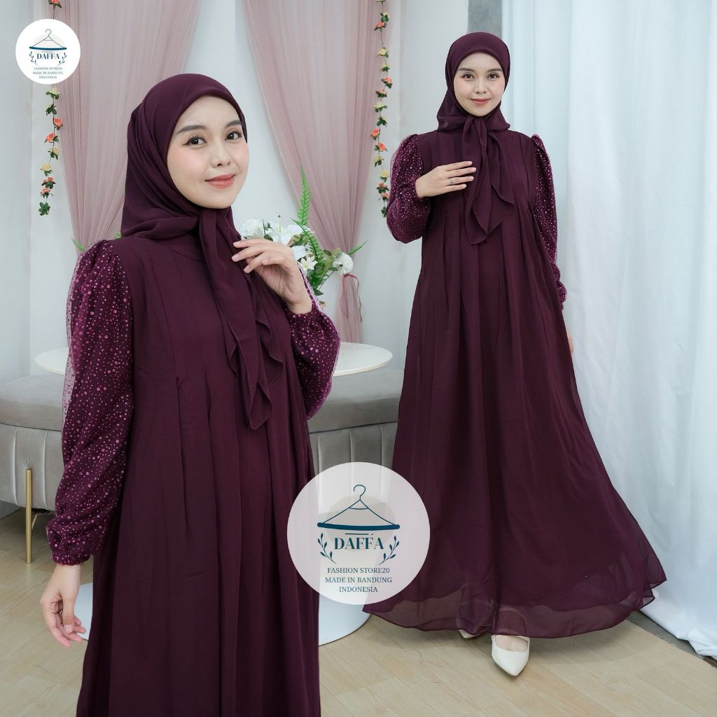 Keisa dress ceruty baby doll mix full puring 1set/hijab Mix Brukat Rain Droff Full tangan Fashion mu