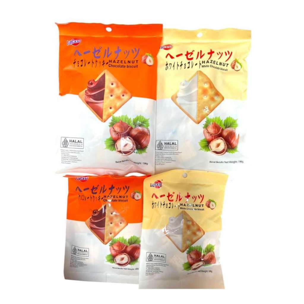 

TYL Larbee Hazelnut White Chocolate & Chocolate Sandwich Biscuit Halal 68gr