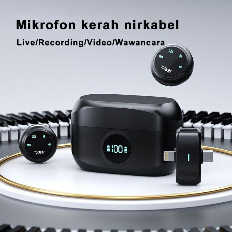 MIC WIRELESS TNW A37 Microphone 2in1 Android Iphone TNW-A37 Clip On Wireless Bulat Magnedtic A 37