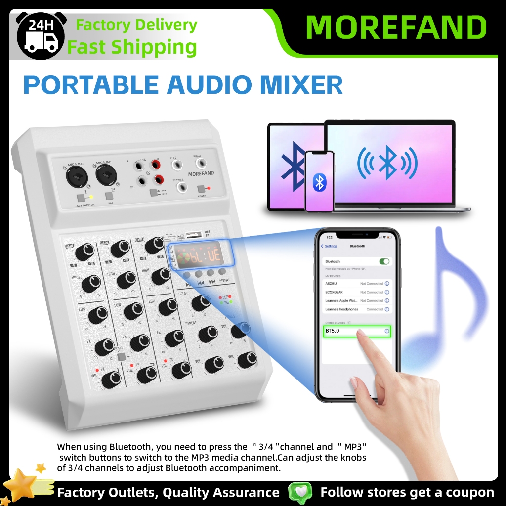 professional Audio Mixer 4-Channel Mixer 4channel Bluetooth USB Mixer KTV Range