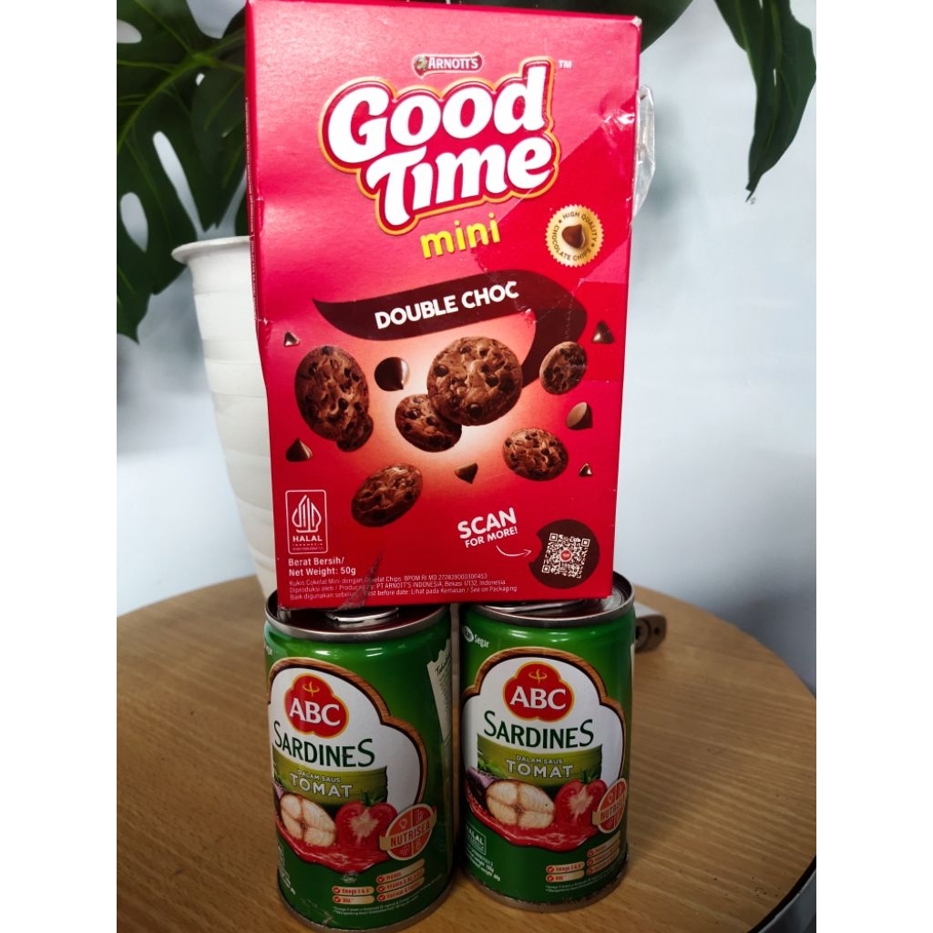 

2 pcs sarden 155 gram gratis good time Murah Promo
