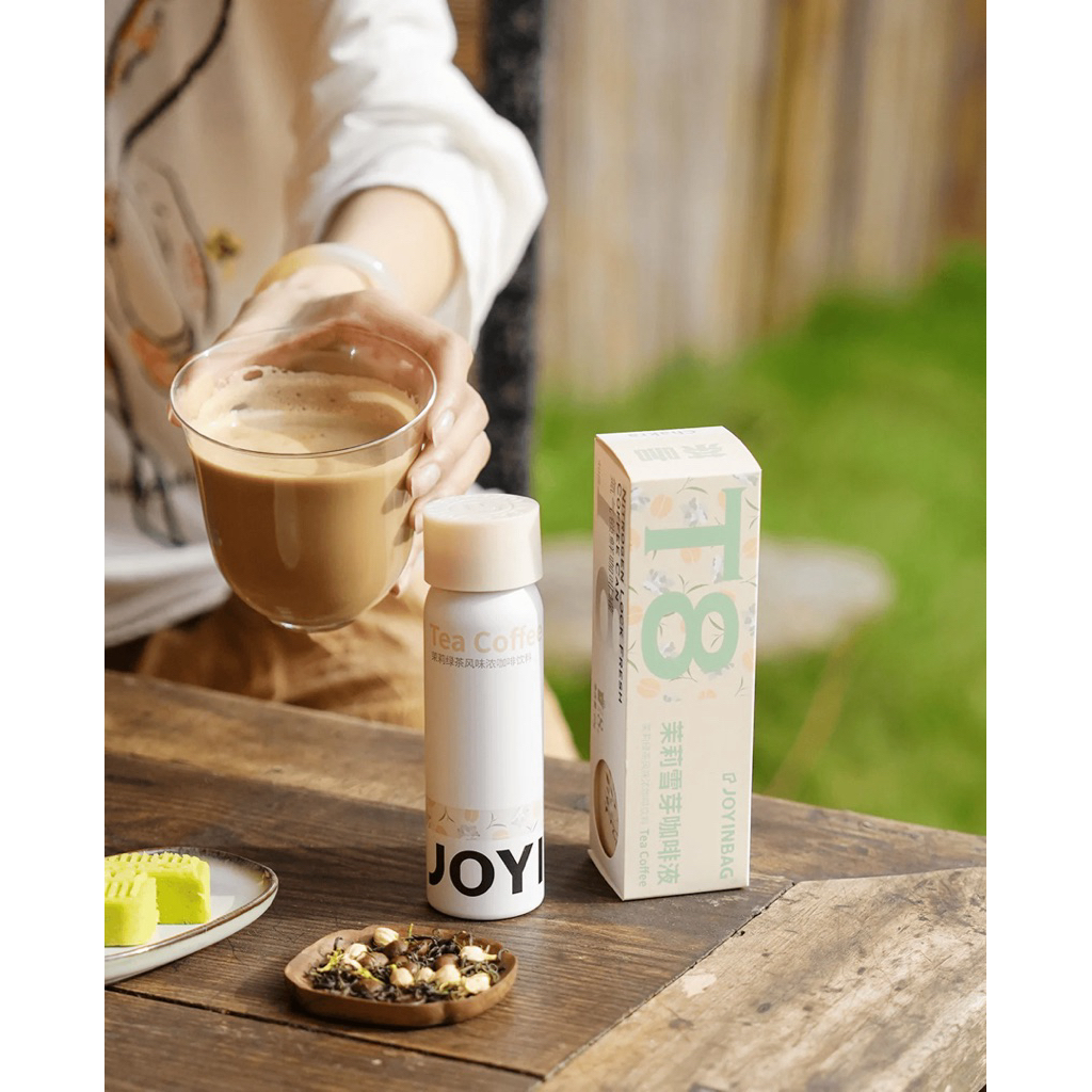 

Joyinbag T8 Tea Nitro Coffee [ Jasmine Green Tea Coffee ] Nitro Kopi Instan 8 x 250ml Porsi Per Tube