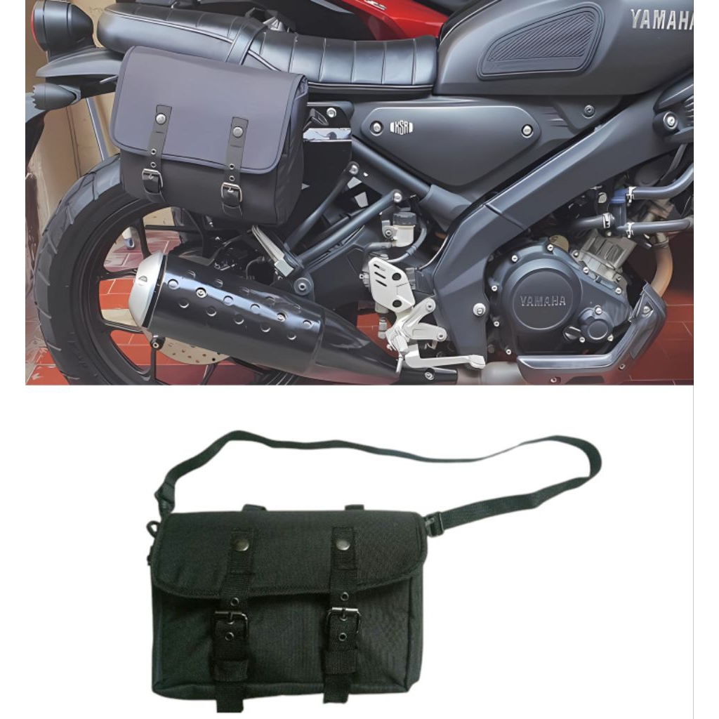 POSTMAN BLACK - Tas motor Yamaha XSR 155 | side bag motor anti air | Tas touring waterproof