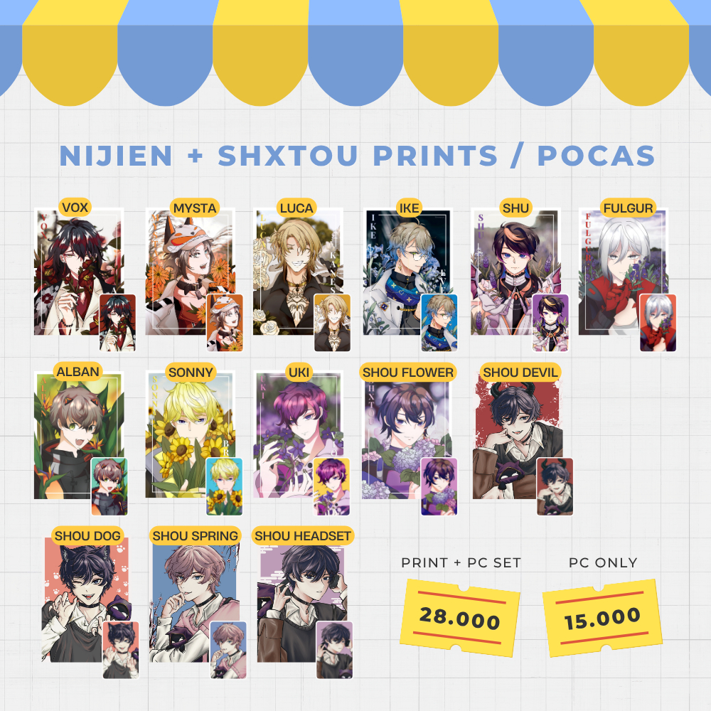 [READY STOCK] VTuber Nijisanji EN Luxiem, Noctyx, Shxtou A6 Artprint/Postcard + Photocard Set