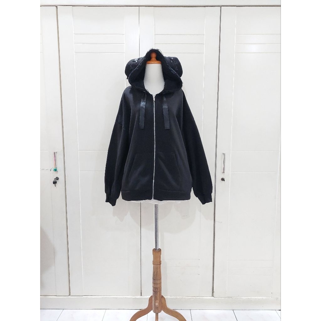 Premium bunny ear black jacket kawai kawaii liz lisa rojita dear my love deary | jiraikei jirai kei 