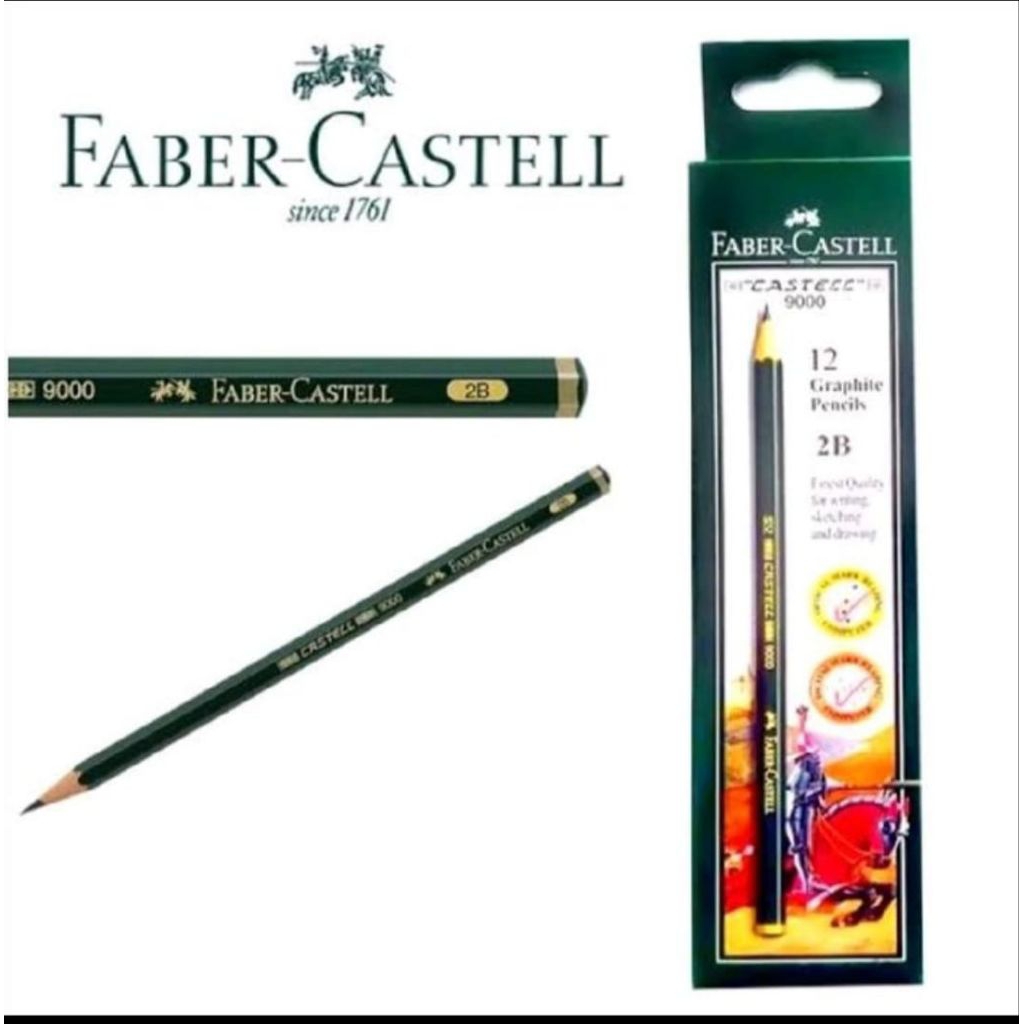 

Faber-Castell Pensil Kayu Tulis Ujian - 2B Castell 9000 Original ukuran Renceng isi 3 Pcs / Doz isi 12 Pcs.