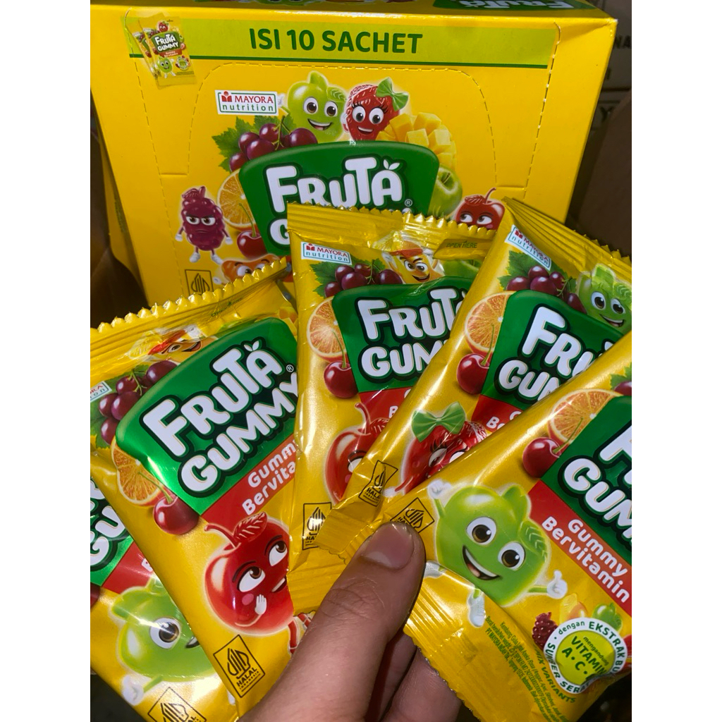 

Fruta Gummy Bervitamin 6 Mix Variant Perbox isi 10 Sachet @25Gr