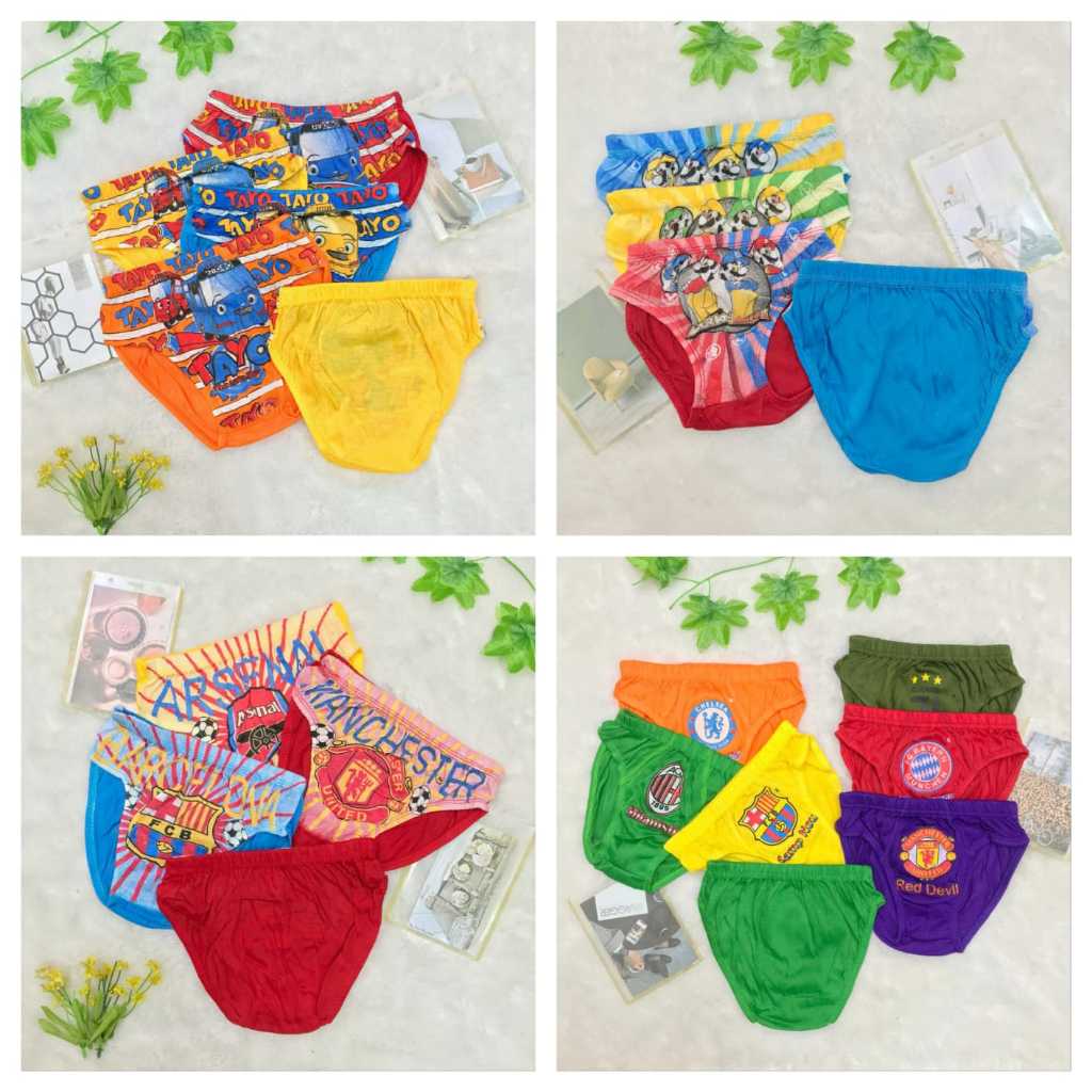 CD Anak Cowok Murah/Celana Dalam Anak Laki Laki 2 3 4 Tahun Katun Sablon Motif Tayo Spiderman Bola S