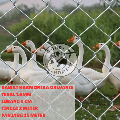 Kawat Pagar Harmonika Galvanis Tebal Kawat 1.6MM  Lubang 5CM ( 2 x 25 Meter) PER-ROLL
