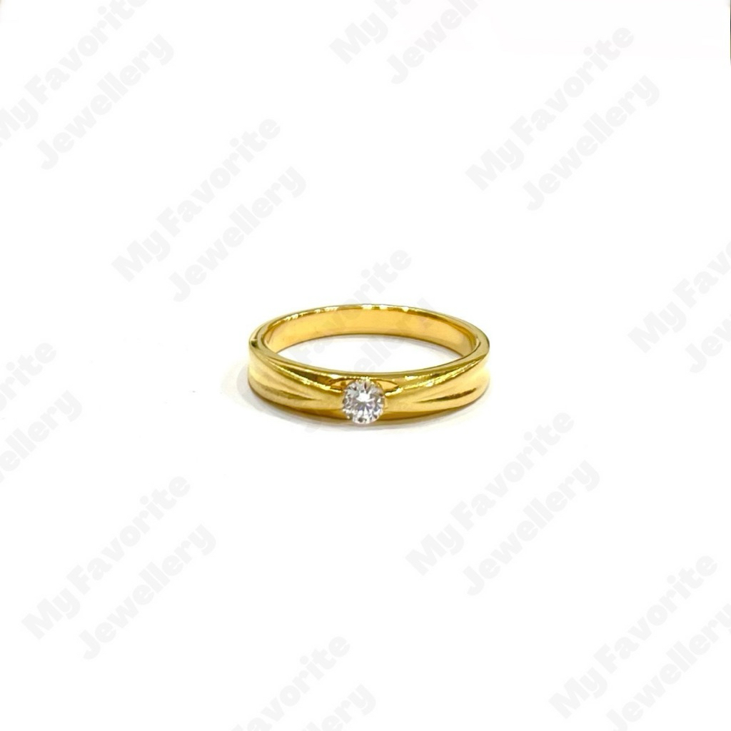 Cincin Tunangan atau Pengikat Permata Satu Cincin Emas Asli Kadar 700