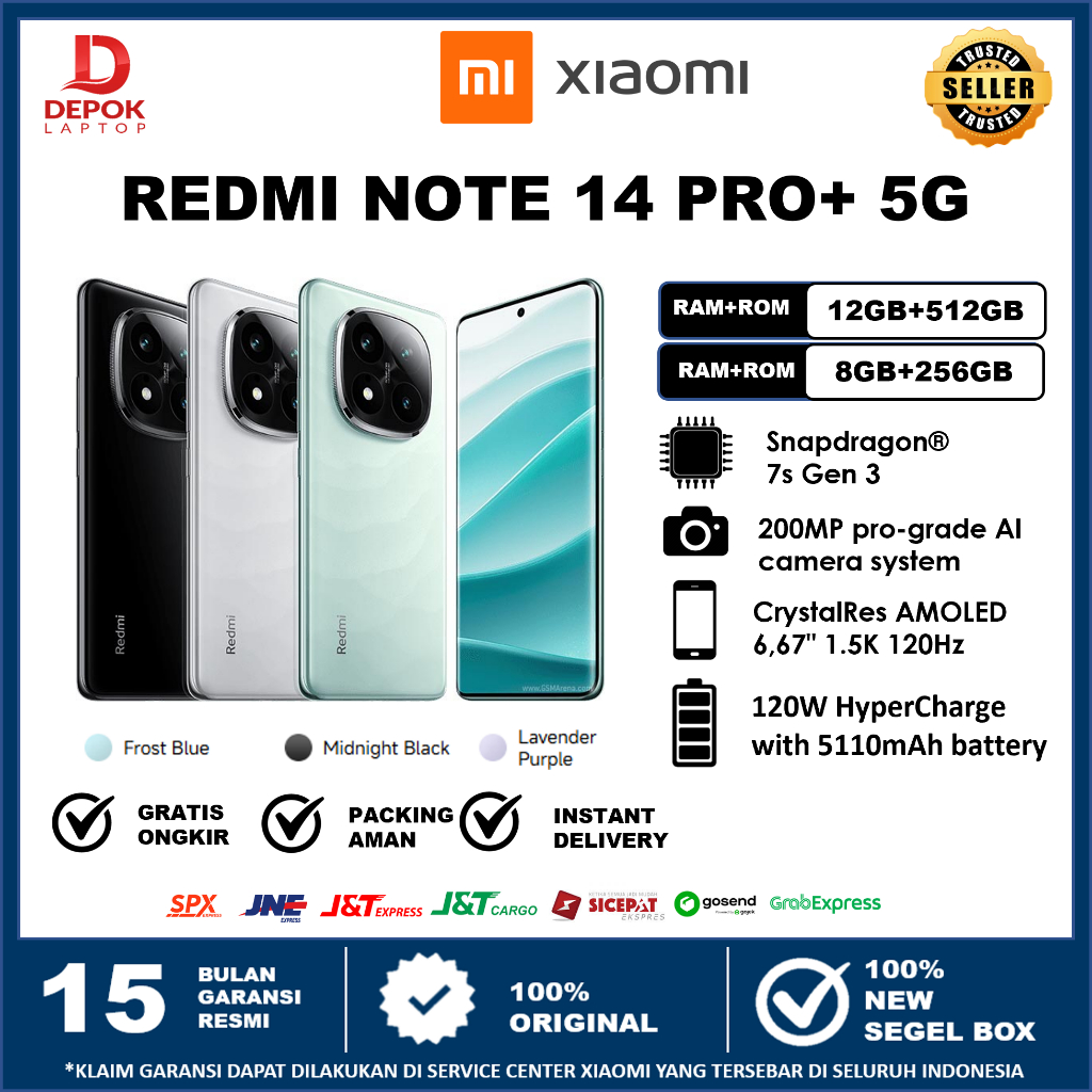 Xioami Redmi Note 14 Pro+ 5G 12/512GB - NFC - 6,67" Amoled 120Hz - Garansi Resmi Xiaomi Indonesia
