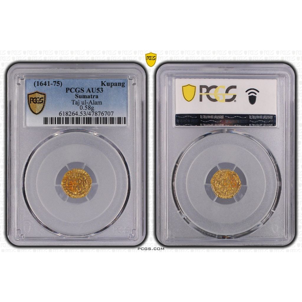 Koin Emas Dirham Aceh 1 Kupang Taj Ul-Alam Safiatuddin Shah PCGS AU53