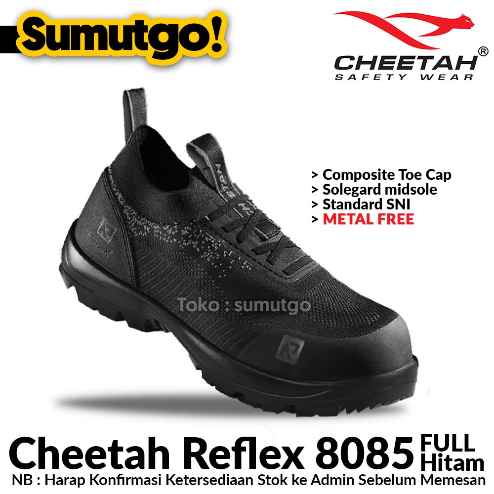 Sepatu Safety CHEETAH REFLEX 8085 Hitam / Sepatu Kerja Proyek Metal Free Composite Toe Cap Tapak PU 