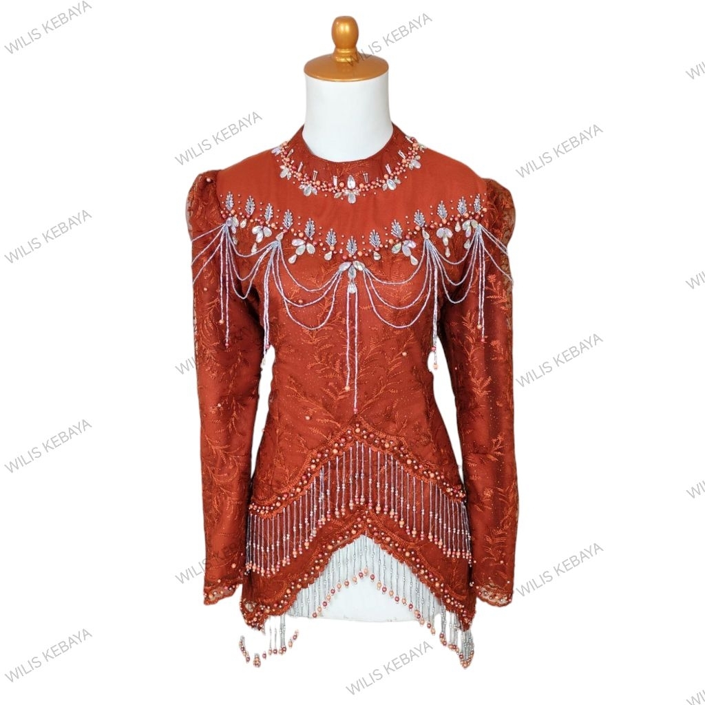 Kebaya Hijab Wisuda Payet Juntai Modern Full Furing Katun