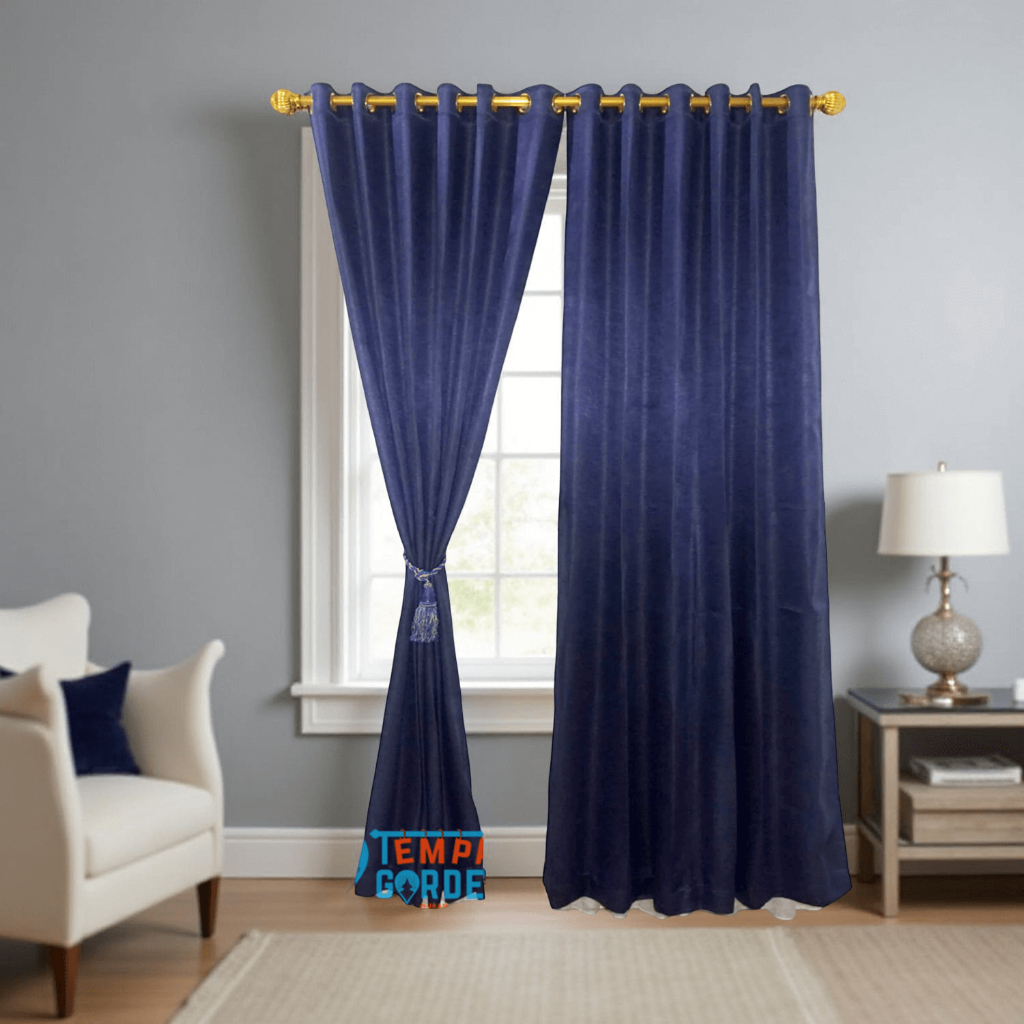 [ TEMPAT GORDEN ] Gorden Embos, Gorden Jendela, Gorden Pintu, Gorden Polos Motif Serat Salur Biru