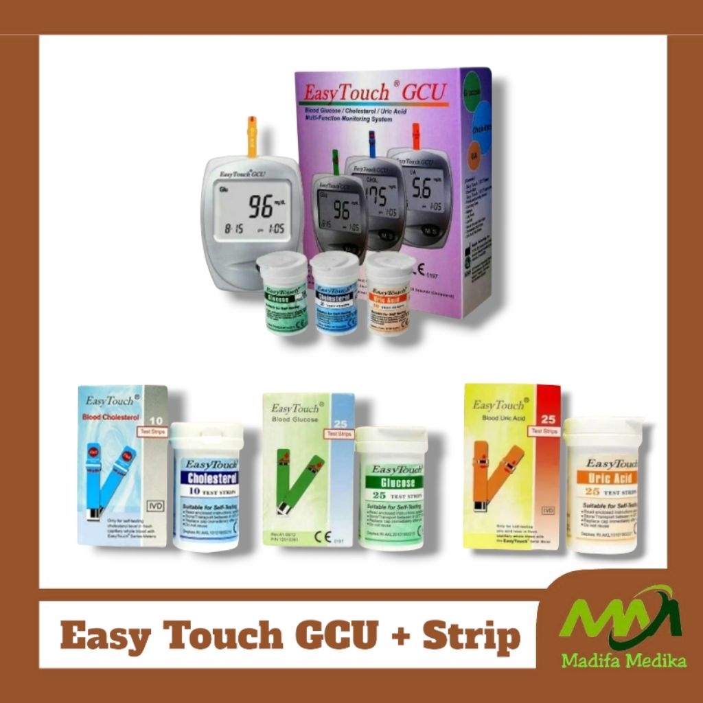 Paket Easy Touch 3 in 1  Alat Easy Touch +  Strip Refill Easy Touch  Gula Kolesterol Asam Urat