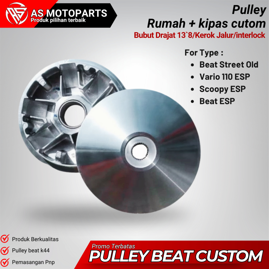CUSTOM BUBUT PULLEY BEAT K44 RUMAH ROLLER BUBUT CUSTOM BEAT FI ESP SCOOPY FI ESP GENIO VARIO 110 FI
