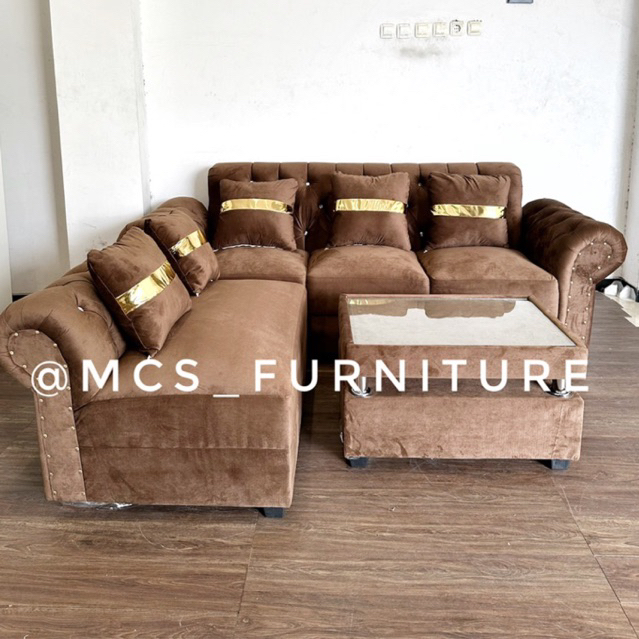Sofa Chesterfield Turki L Puff Kancing Mebel Furniture MCS Semarang