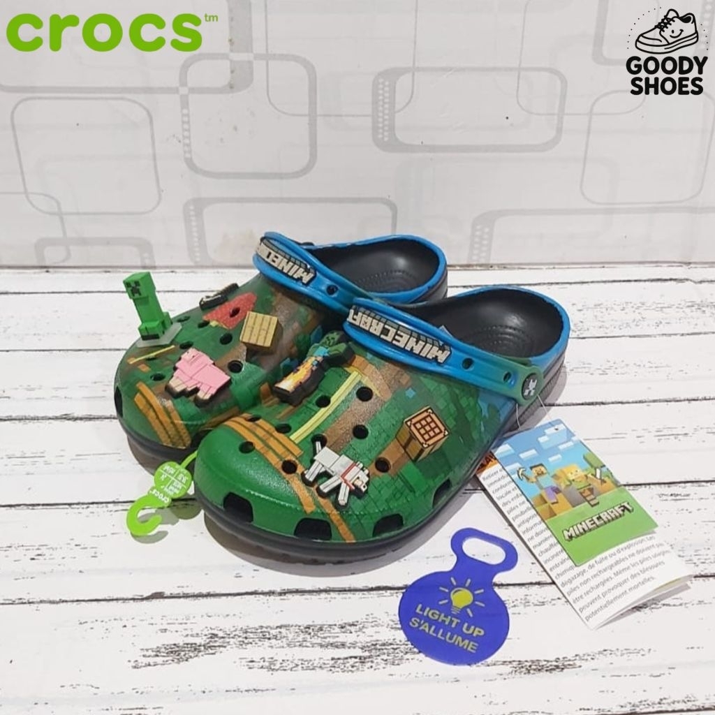 SANDAL CROCS MINECRAFT LED - SANDAL CROCS MINECRAFT - SANDAL CROCS ANAK-ANAK