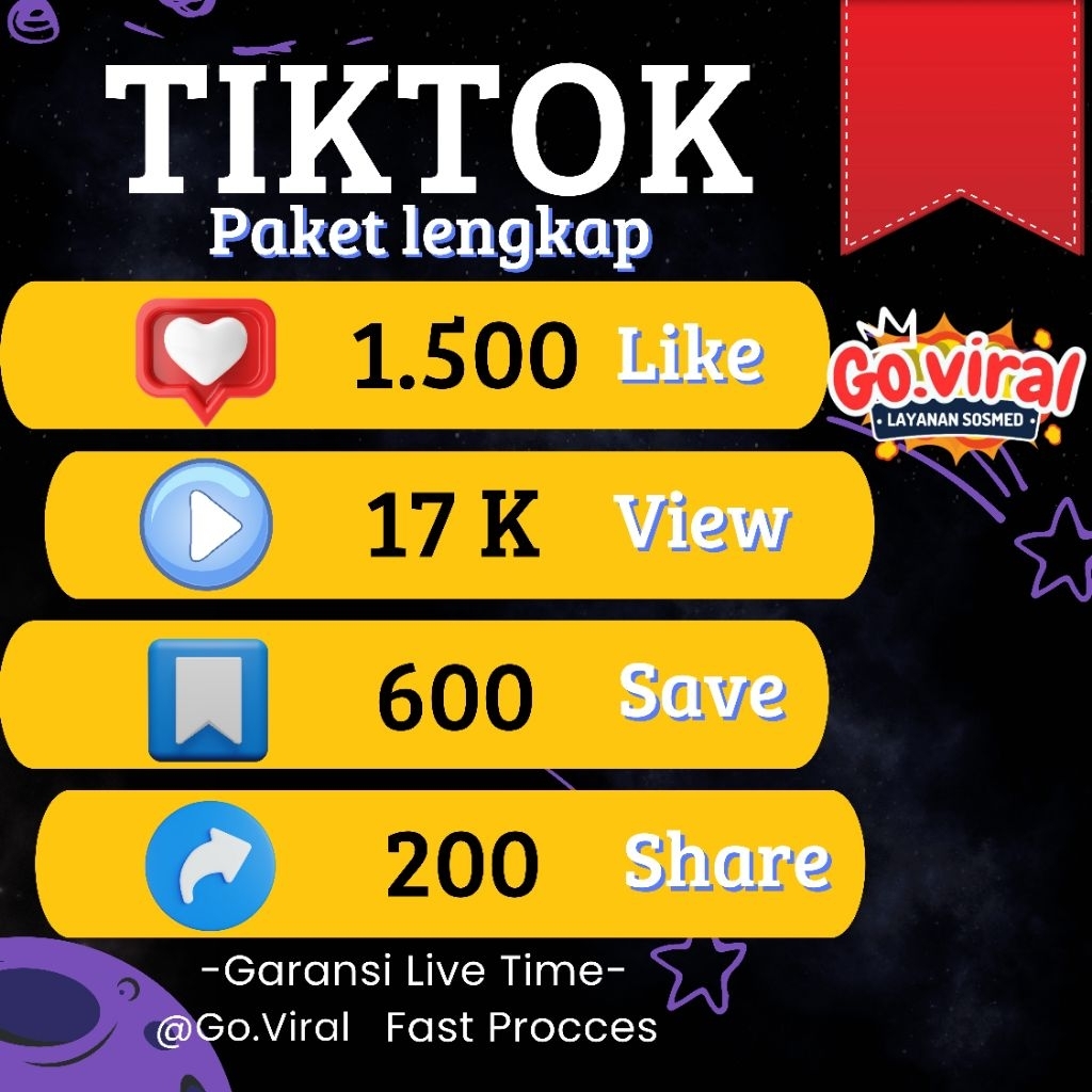 Paket Lengkap Fyp TT Like Tiktok Proses Cepat